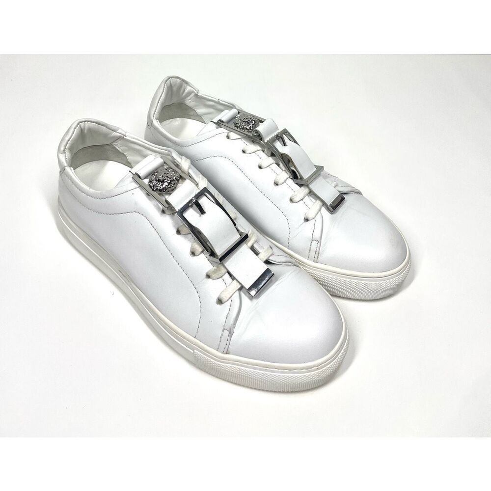 Versace Couture Versus Silver Buckle Low Top Leather Trainers Shoes Women 5 (35)
